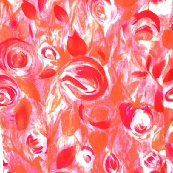 Garnet Hill Floral Dress Women’sSz 10 Watercolor Roses Pink & Red Lined Side Zip